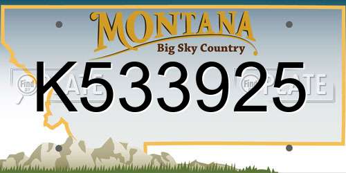 K533925 Montana License Plate