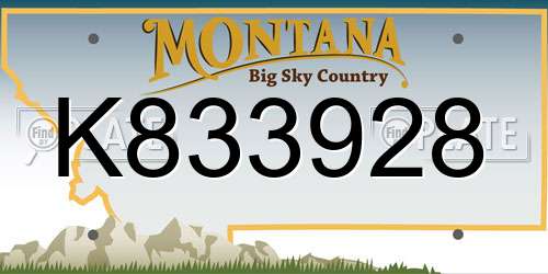K833928 Montana License Plate
