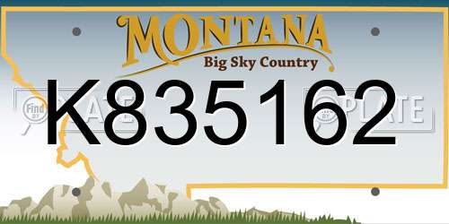 K835162 Montana License Plate