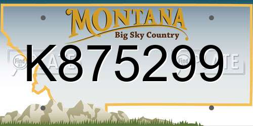 K875299 Montana License Plate
