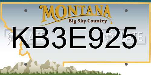 KB3E925 Montana License Plate