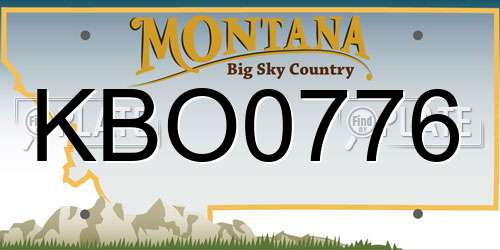 KBO0776 Montana License Plate