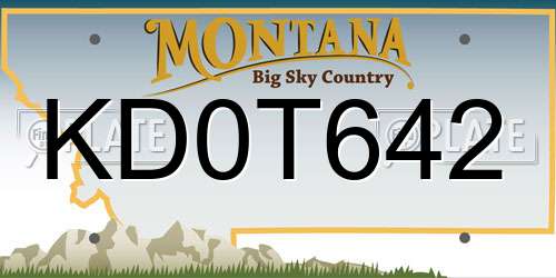 KD0T642 Montana License Plate
