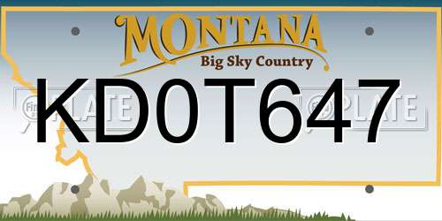 KD0T647 Montana License Plate