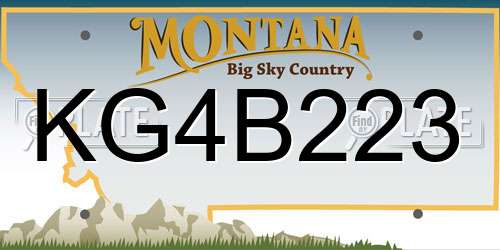 KG4B223 Montana License Plate