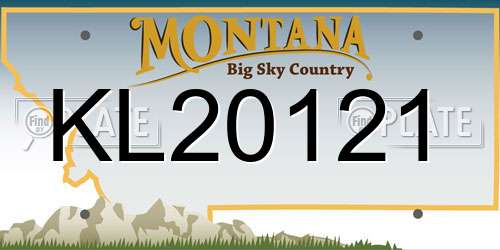 KL20121 Montana License Plate