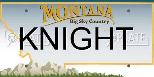 KNIGHT Montana License Plate