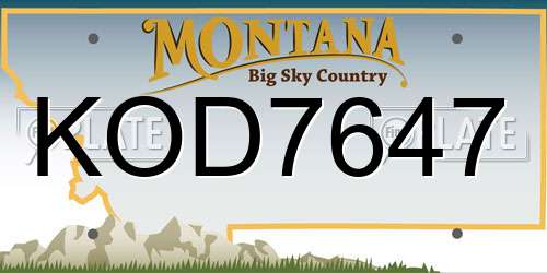 KOD7647 Montana License Plate