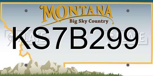 KS7B299 Montana License Plate