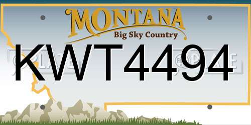 KWT4494 Montana License Plate