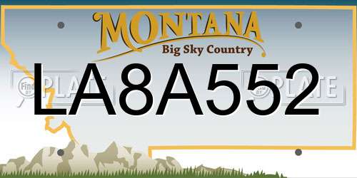 LA8A552 Montana License Plate