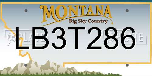 LB3T286 Montana License Plate