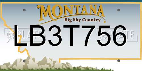 LB3T756 Montana License Plate