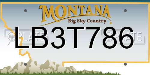 LB3T786 Montana License Plate