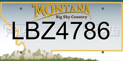 LBZ4786 Montana License Plate
