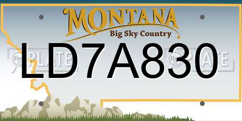 LD7A830 Montana License Plate
