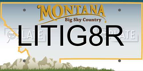 LITIG8R Montana License Plate