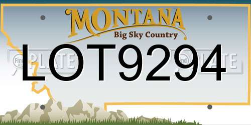 LOT9294 Montana License Plate