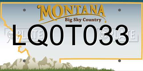 LQ0T033 Montana License Plate