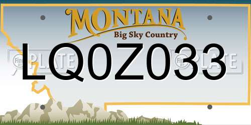 LQ0Z033 Montana License Plate