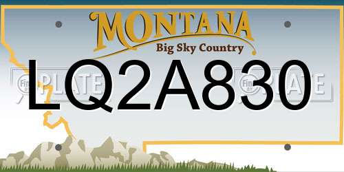 LQ2A830 Montana License Plate