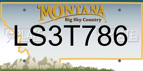 LS3T786 Montana License Plate