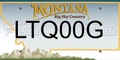 LTQ00G Montana License Plate