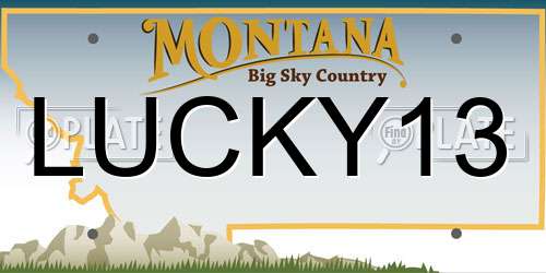 LUCKY13 Montana License Plate