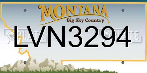 LVN3294 Montana License Plate