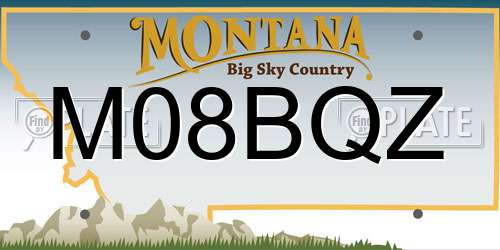 M08BQZ Montana License Plate