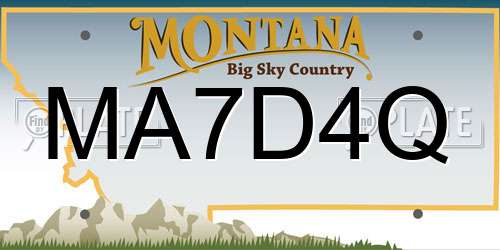 MA7D4Q Montana License Plate