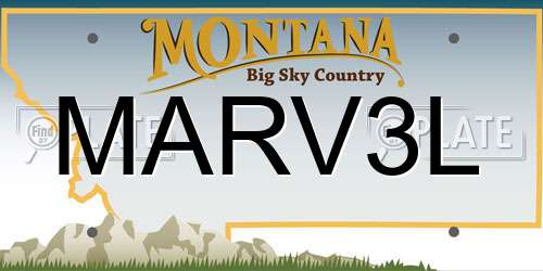 MARV3L Montana License Plate
