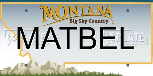 MATBEL Montana License Plate