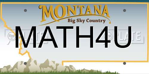 MATH4U Montana License Plate