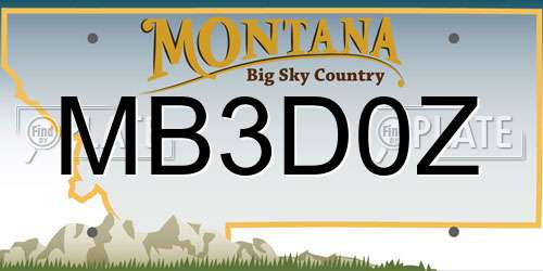 MB3D0Z Montana License Plate