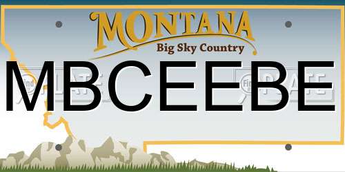 MBCEEBE Montana License Plate