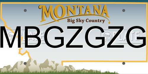 MBGZGZG Montana License Plate