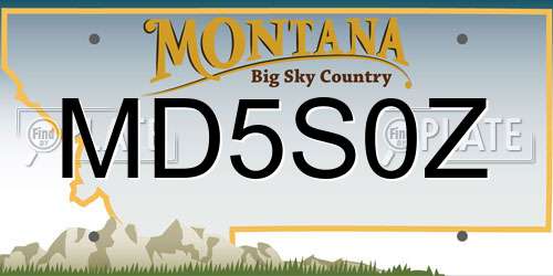 MD5S0Z Montana License Plate