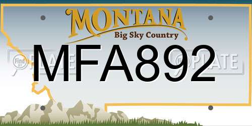 MFA892 Montana License Plate
