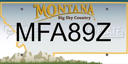 MFA89Z Montana License Plate
