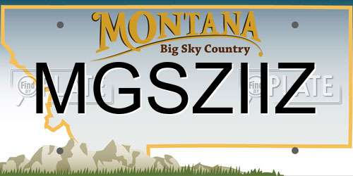 MGSZIIZ Montana License Plate