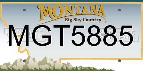 MGT5885 Montana License Plate
