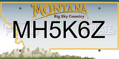 MH5K6Z Montana License Plate