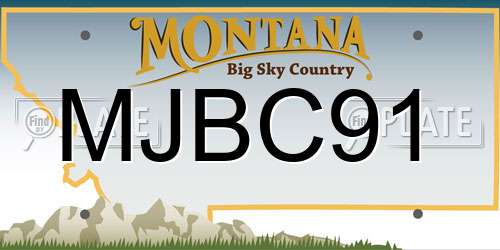 MJBC91 Montana License Plate