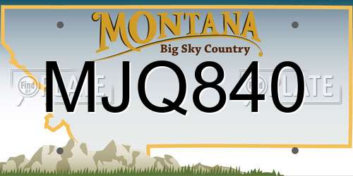 MJQ840 Montana License Plate