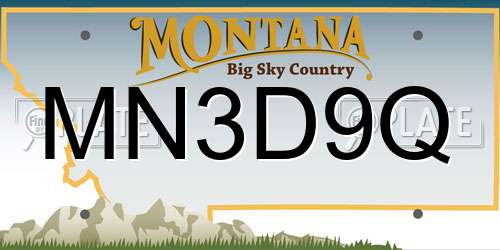 MN3D9Q Montana License Plate
