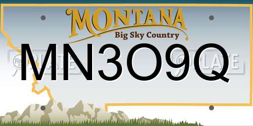 MN3O9Q Montana License Plate