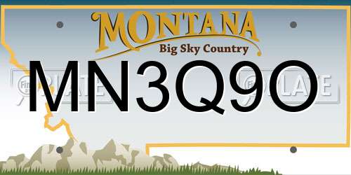 MN3Q9O Montana License Plate