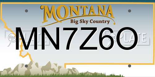 MN7Z6O Montana License Plate
