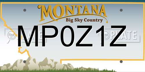 MP0Z1Z Montana License Plate